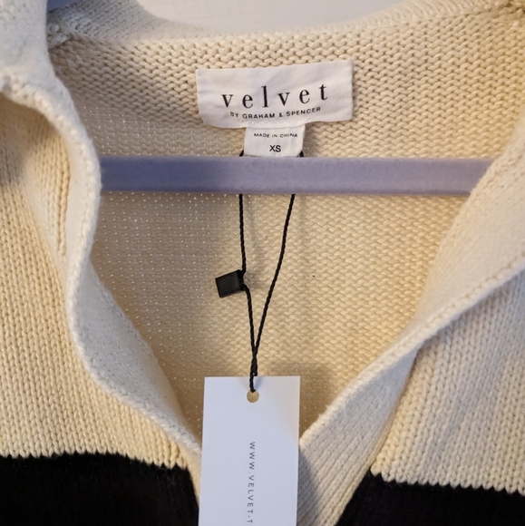 NWT Velvet by Graham & Spencer, Lucie Striped Polo Sweater, XS - Picture 3 of 3